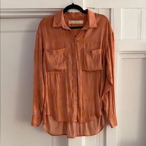 We The Free Coral Tonal Tie Dye Button Down Shirt